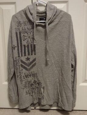 Modern Culture Y2K Gray Graphic Long-Sleeve Hoodie Shirt